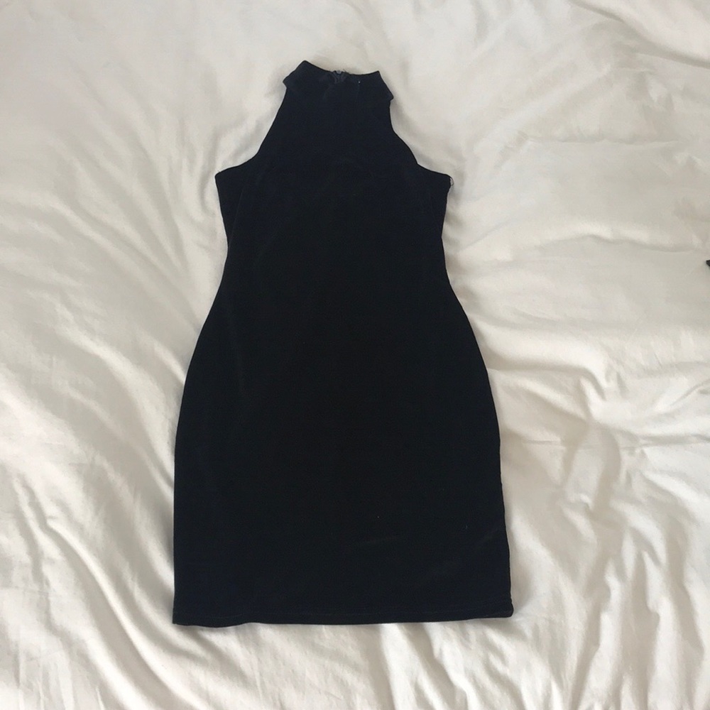 Velvet high neck minidress